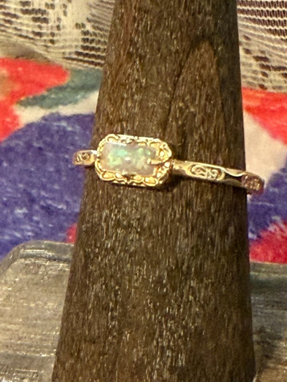 Vintage-Inspired Gold Filigree Opal Ring